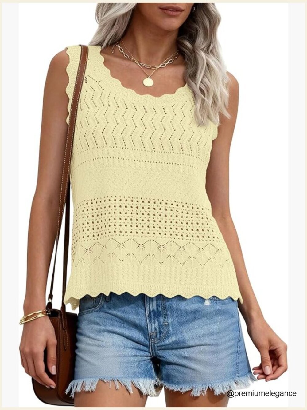 Crochet Tank Top Sleeveless Sweater Vest Boho Beach Vacation Tops